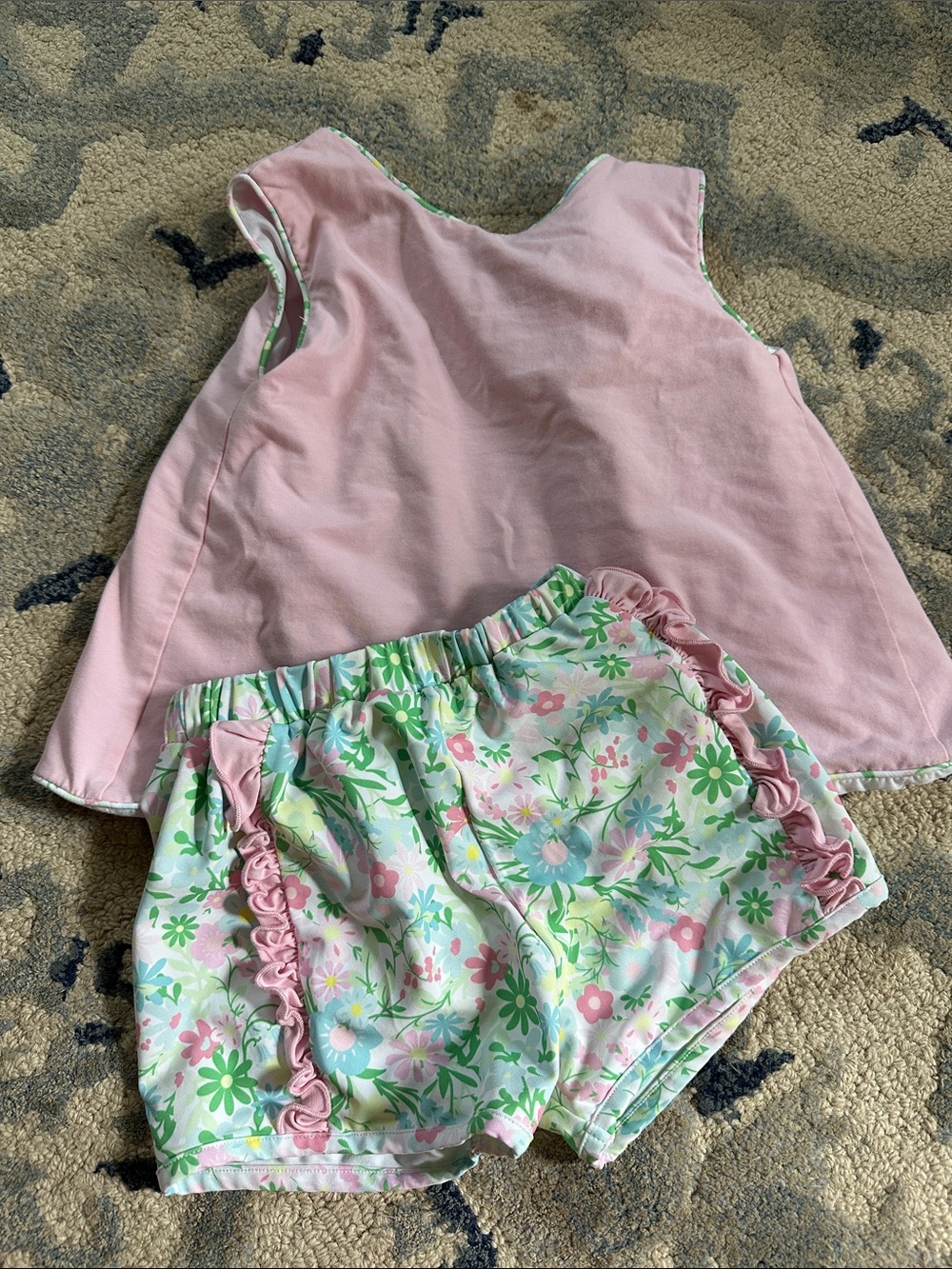 Pink Floral Ruffle Shorts Set - Picture 1 of 4